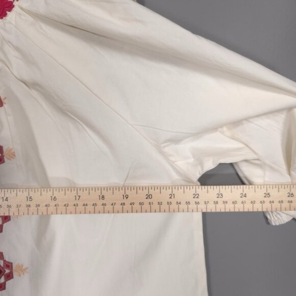NWT Anthropologie SOLITAIRE LARGE Cream Embroidered Top Hand-Made by Artisans - Picture 5 of 11